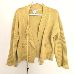 Poles silk cotton wool blend yellow cardigan luxury Spring sweater | size M